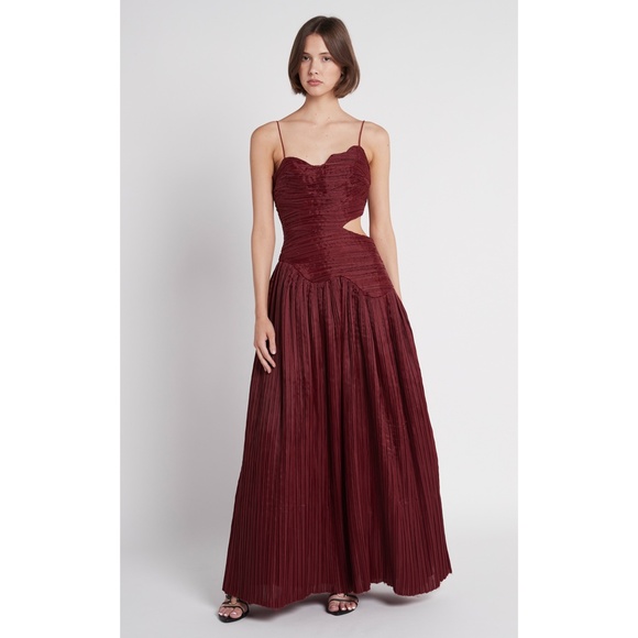 NEW Aje Laurier Wave Maxi Dress Burgundy 6 US - Picture 5 of 17